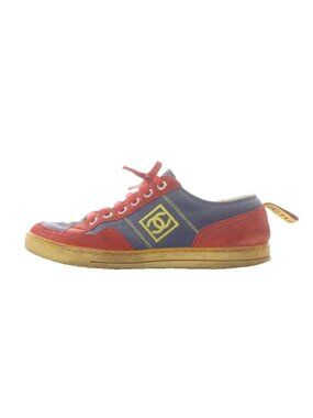 Chanel Sneakers Low Cut CC Logo Red Navy
